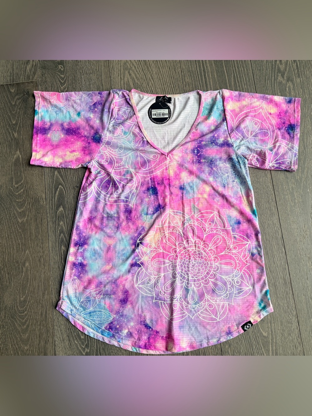 Exotica Purple Magic Basketball Bball Mesh V-Neck Boyfriend Tee S/M